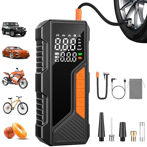 Tire Inflator Portable Air Compressor, 150PSI Portable Air Pump for Car Tires, Faster Air inflator Tire Pump with Digital Pressure Gauge LED Light for Car, Motorcycle, Bicycle, Balls