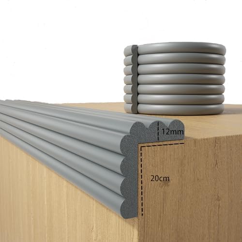 Baby Proofing Wall Corner Protector,Edge Guard Corner Protector,6.56ft Thinken Soft Corner Protectors Pre-Taped Soft Rubber Foam Edge Cushion for Furniture (Gray, 6.56Ft x 7.8&#34; W x 0.47&#34; Th)