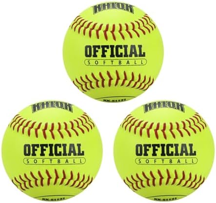 K KHLOK Slow-Pitch Split Leather Softballs Professional Quality Practice Competitions-3 Packs