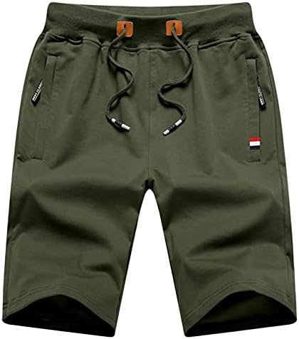 Boy&#39;s Summer Cotton Drawstring with Elastic Waist Classic Fit Zipper Pockets Casual Shorts