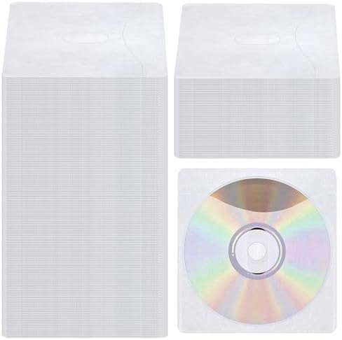300 Pcs CD DVD Sleeves, Double-Sided Refill Plastic Sleeve for CD &amp; DVD Storage Binders Disc Case, Disc Holder for Protection Replacement