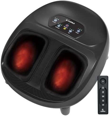 CuPiLo Foot Massager for Plantar Fasciitis, Upgraded Full Foot Shiatsu Massage, Remote Control Multi-Level Settings, Feet Massager for Neuropathy, Gifts for Men, Women, Fits Up to 14&#34;
