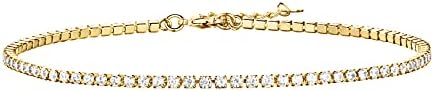 PAVOI 14K Gold Plated Tennis Anklets for Women  Tennis Ankle Bracelet for Women