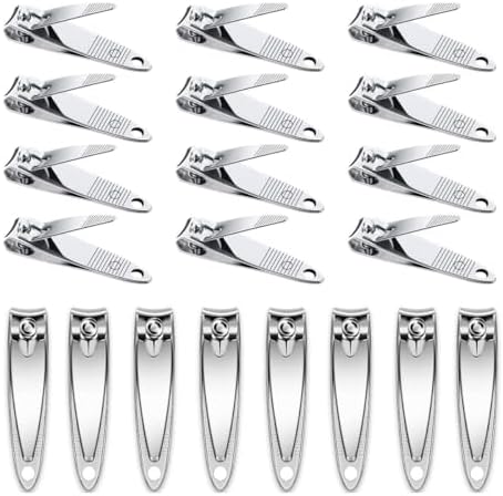 20 Pieces Nail Clippers Bulk for Men and Women Stainless Steel Fingernail Clippers Portable Travel Fingernails Manicure Pedicure Tools Sturdy Trimmer Set for Adults(Silver)
