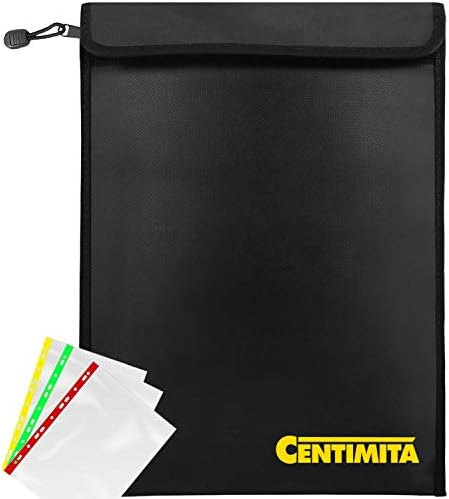 Fireproof Document Bag Waterproof Safe Folder - 2000℉ Money Bag with Zipper and 3 Document Protectors, 15\u201Dx11\u201D Fire Proof\/Waterproof Safe Bag, Important Document Holder, Fireproof Pouch,Fir