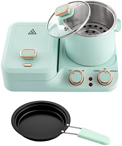 3-in-1 Breakfast Station Nonstick, Electric Mini Toaster Bread Breakfast Sandwich Maker, Breakfast Machine with Frying Pan, Boiling Pot, Food Steamer