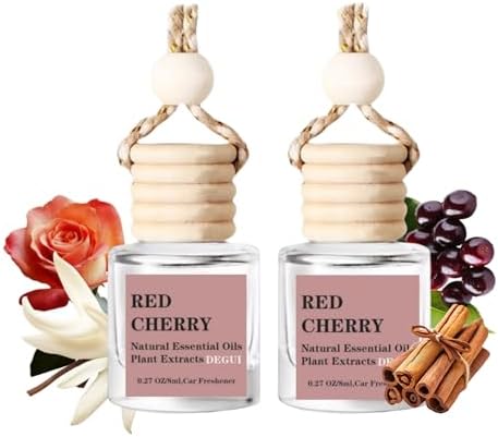 DEGUI 2Pack Red Cherry Air Freshener Set, Car Accessories Decoration Hanging Scented Car Diffuser for Men Women