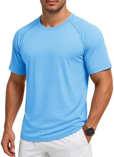 MAGCOMSEN Men&#39;s Short Sleeve UPF 50+ Sun Protection Shirts Quick Dry Athletic T-Shirt Hiking Running Swimming Rash Guard