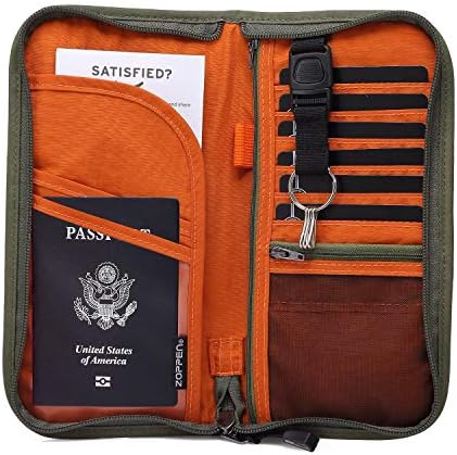 ZOPPEN Passport Holder Family RFID Passport Wallet, Passport Holder Women/Men, Travel Wallet Documents Organizer Zipper Case with Removable Wristlet Strap, Travel Essentials for Flying