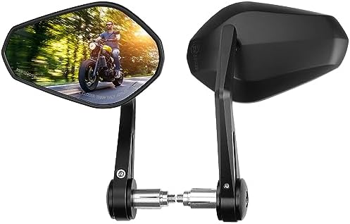 KEMIMOTO Motorcycle Bar End Mirrors, 360 Degrees Ball-Type Adjustment, Universal Fit for 7\/8\u201D Handlebars, Billet Aluminum Handlebar Mirrors Compatible with Most Scooters, ATV