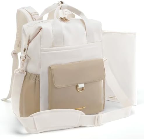 mommore Diaper Bag Backpack, Large Baby Bag for Girl Boy Convertible Diaper Bag Tote with Changing Pad, Insulated Pockets, Stroller Buckles, Travel Diaper Bag with Removable Shoulder Strap
