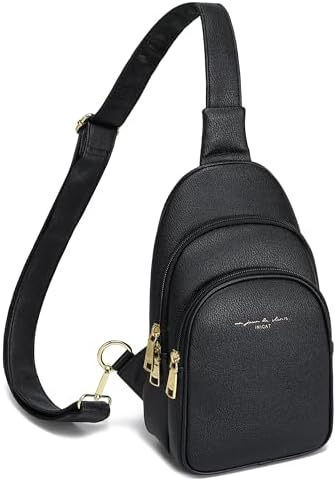 INICAT Crossbody Sling Bags Fanny Packs Leather Purses Chest Bag for Women