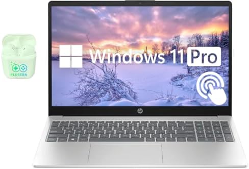 HP 15.6&#34; Touchscreen Business &amp; Student Laptop Computer, 64GB RAM 2TB SSD, 6-Cores Intel Core i3, Windows 11 Pro with Microsoft Office Included, PLUSERA Earphones, Silver