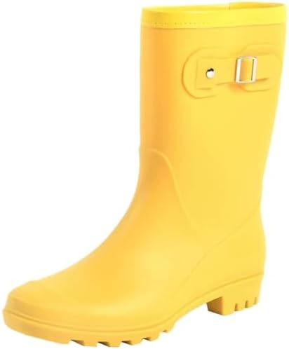 Women's mid length rain boots, waterproof and fashionable garden shoes, anti slip rain boots, comfortable insoles for women, and small rain shoes