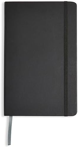 Amazon Basics Classic Lined Notebook, 240 pages hardcover, 5 x 8.25 inches, black