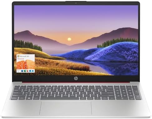 HP 15.6&#34; Portable Laptop (Include 1 Year Microsoft 365), HD Display, Intel Quad-Core N200 Processor, 16GB RAM, 128GB Storage, Wi-Fi 5, Webcam, HDMI, Numeric Keypad, Windows 11 Home, Red