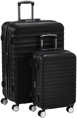 Amazon Basics 2 Piece Set (20&#34;, 28&#34;) With TSA Locks, Hardshell Suitcases With Four Multi-directional Wheels, Expandable For Up to 25% More Space, With Scratch-Resistant Surface, Black