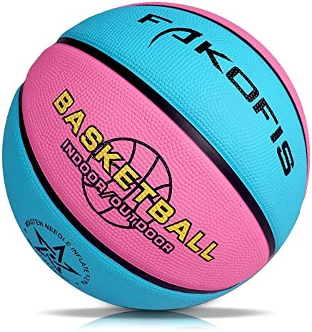 FAKOFIS children's basketball size 3 (22 inches) and youth basketball size 5 (27.5 inches) are suitable for indoor backyards, outdoor parks, beaches, and swimming pools