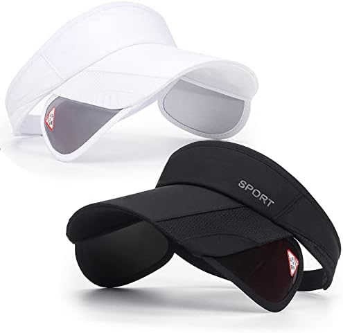 Peicees 2 Pack Wide Brim Sun Visors for Women Golf Hat with Retractable Brim UV Sun Protection Hat for Beach Tennis Running