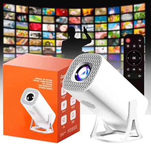 Mini Projector with Wifi and Bluetooth,Support 4k 1080p Portable Projector with 180° Auto Vertical Keystone and Android 11.0,55&#34;-135&#34; Screen Smart Projector (Projection style)