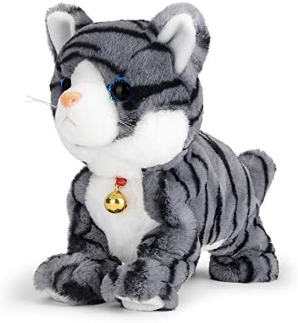 Smalody Interactive Electronic Plush Toy - Upgrade with LED Light Eyes Animated Sound Control Electronic Pet, Robot Cat Kitten Toys Gifts for Boys &amp; Girls Kids Birthday Christmas (Gray)
