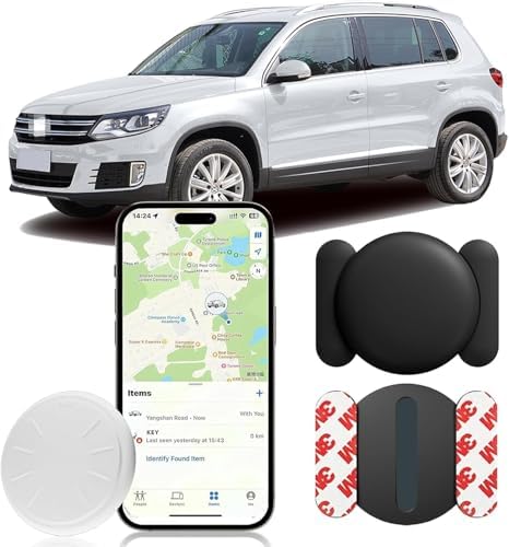 GPS Tracking Device,Real Time Vehicles Tracker with Magnetic Waterproof Case,No Monthly Fee Hidden Car GPS Tracker for Car Work with Apple Find My(iOS Only),No Subscription Required (Black,1PCS)