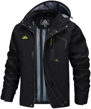 MAGCOMSEN Men&#39;s Lightweight Windbreaker Rain Jacket Raincoat with Detachable Hood for Hiking Fishing Activewear