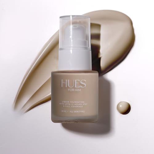 Hues For Him Invisible Foundation for Men \u2013 Medium-Coverage, Lightweight &amp; Hydrating  Natural Look Makeup  Oil Control &amp; Sweat-Resistant  4 Shades  Fresh Canvas