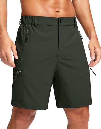 Pudolla Men&#39;s Hiking Cargo Shorts Lightweight 7&#34; Travel Casual Shorts for Men Golf Work Outdoor with 5 Zipper Pockets