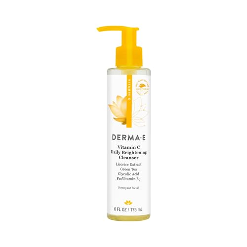 Derma E Vitamin C Cleanser - Daily Brightening &amp; Hydrating Face Wash to Even Out Skin Tone \u2013 Moisturizing Face Cleanser for a Radiant Glow, 6 fl oz