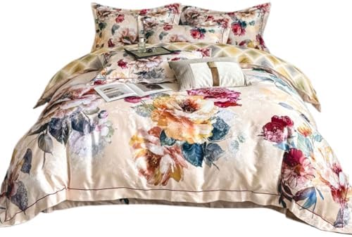 JUxiangW1590 European style thickened jacquard brushed 4Piece Quilt Cover Set, satin wedding 4Piece Quilt Cover Set, all cotton Cotton Comfort Cover Set, bedding 1.8m bed for two people