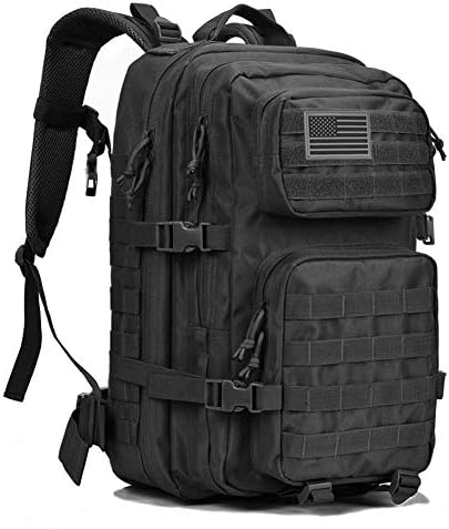 REEBOW GEAR Military Tactical Backpack Large Military Sky Assault Bag Molle Backpack, Black, L size -40 liters, Military Tactical