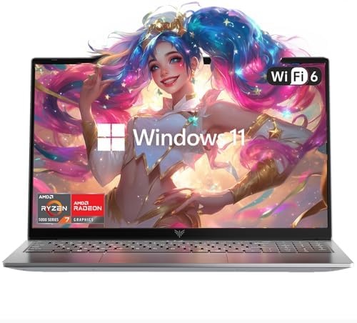 MALLRACE AMD Laptop,15.6&#39;&#39; FHD Display Laptop with AMD Ryzen 7 5000 Series(8C\/16T,Up to 4.3Hz), 16GB DDR4x2 512GB SSD Notebook Computer with Numeric Keyboard, WIFI6