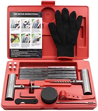 Handfly Tire Repair Kit, 34pcs Heavy Duty Plug Kit, Universal Repair Tool to Fix Punctures and Plug Flats Tire Patch for Car, Motorcycle, Truck, Tractor, Trailer, ARB, ATV, RV, SUV