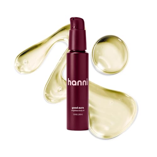 HANNI Good Aura Dry Body Oil, Lightweight After-Shower Moisturizer with Jojoba, Coconut, Baobab, and Buriti Oils, Non-Greasy Skincare for Soft Skin, 100 mL \/ 3.38 oz