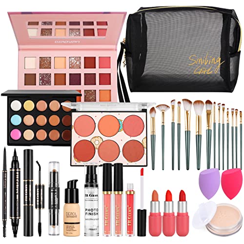 Fenshine All in One Makeup Kit for Women Full kit, Makeup Sets for Women, Travel Makeup Bundle Includes Foundation Primer Eyeshadow Contour Palette Lipstick for Teenage &amp; Adults(Type B)
