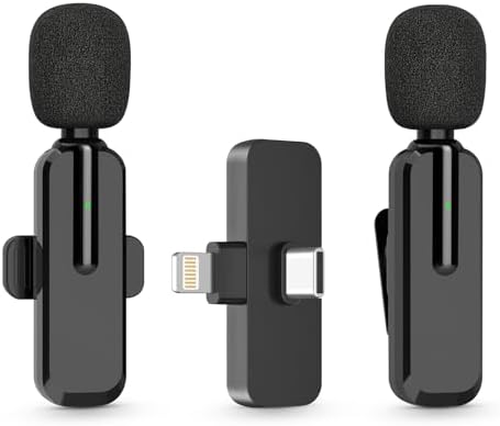 MAYBESTA Wireless Lavalier Microphone for iPhone, iPad, Android - Bluetooth Lapel Phone Mic for Video Recording - Mini Clip on Microphones for YouTube Podcast Interview