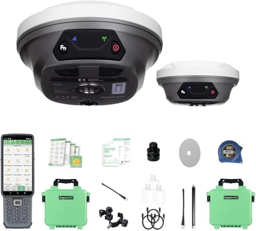 E1 Lite GNSS RTK Surveying Equipment, RTK GNSS GPS with IMU Rover &amp; Base, GPS RTK Handheld Collector with Software, 1cm Accuracy, 1408 Channels, 60° Tilt Survey, 5km UHF Range