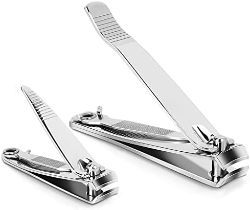 Nail Clippers, Toenail Clippers, Fingernail Clipper Cutters, Stainless Steel Toe Nail Clippers with Sharp Curved Blades and File, Nail Clippers for Men Women Kids(Large &amp; Small)