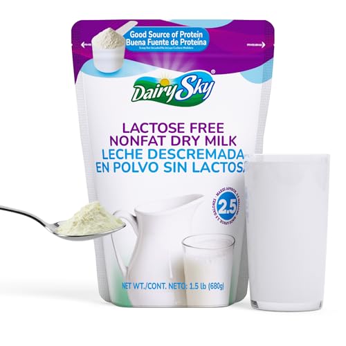 DairySky Lactose Free Milk Powder 24 Oz - Non GMO Fat Free Powdered Milk for Baking &amp; Coffee, Kosher with Protein &amp; Calcium  Great Substitute for Liquid Milk  RBST Hormone - Free - 1 Pack