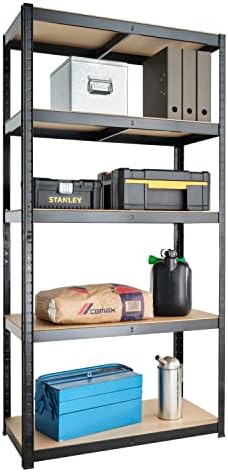 59 x 30 x 12 inches, Black 5 Tier (200LB Per Shelf), 2000LB Capacity Garage Shed Storage Shelving Units, 5 Year Warranty