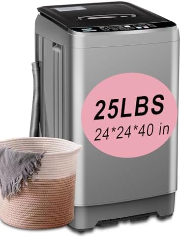KRIB BLING Full-Automatic Washing Machine 25 lbs Portable Washer 10 Wash Program &amp; 8 Water Level with LED Display，Drain Pump, Ideal for Apartments, RV, Camping, Grey