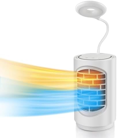 ibo Electric Space Heater Ceramic Small Heater with LED Light, 500W Heater Fan 4 in 1 Desk Heater for Home Office and Indoor