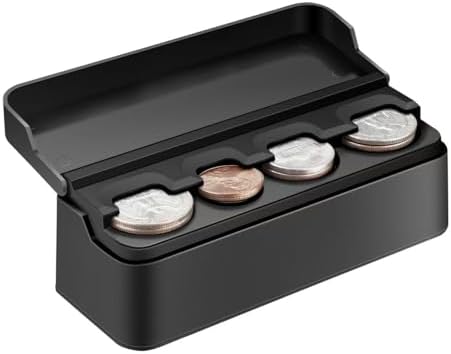 SINGARO Coin Holder for Car, Coin Change Organizer Compatible with Coins of Different Sizes, Dash-Mounted Holder Suitable for Most Cars, Trucks(Black)