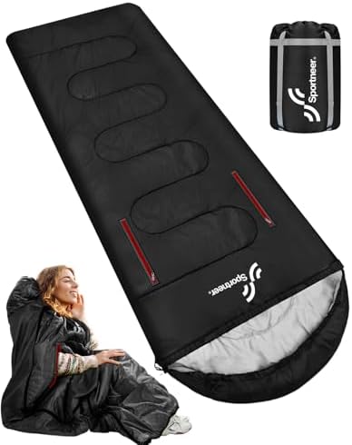 Sportneer 0 Degree Wearable Sleeping Bag for Adults &amp; Kids \u2013 Walkable with Arm Zippers, Waterproof &amp; Warm to 20°F, Compact for Camping, Stadiums, Travel, Backpacking &amp; Car Use