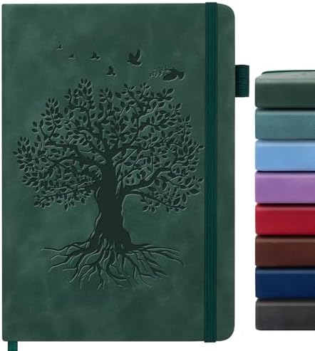ALKALO Lined Journal Notebook for Women Men, A5 Hardcover Leather Journals for Writing, 200 Pages Thick Paper, Daily Journal Notebook for Work, School, Note Taking, Business, Travel, College Ruled