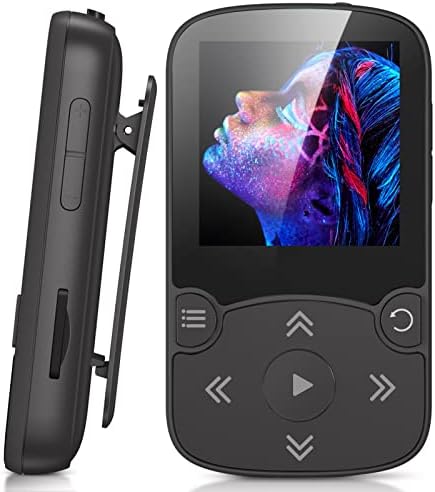 AGPTEK 64GB MP3 Player with Clip, A65 Bluetooth 5.3 Lossless Sound with FM Radio, Voice Recorder for Sport Running, Supports up to 128GB TF Card, Black