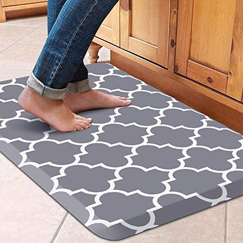 WISELIFE Kitchen Mat and Rugs Cushioned Anti-Fatigue,17.3&#34;x 28&#34;,Non Slip Waterproof Ergonomic Comfort Mat for Kitchen, Floor Home, Office, Sink, Laundry, Grey