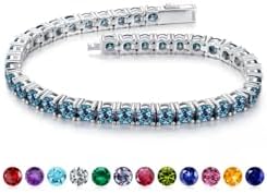 Iefil Tennis Bracelets for Women - Size 6.5&#34; - 7&#34; Sterling Silver Birthstone Bracelet, Anniversary Birthday Gifts for Women