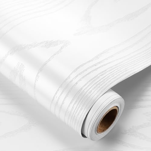Yenhome Contact Paper Wood Grain Contact Paper Peel and Stick 24 Inch Wide X118 White Wood Vinyl Wrap for Furniture Kitchen Cabinet Vinyl Wrap Wood Wallpaper for Countertop Cover Waterproof